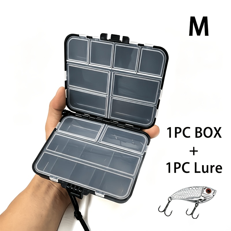 TEMU 2pcs Multi-style Fishing Gear Storage Box Set | Includes 1pc Multifunctional Storage Box And 1pc 7g Lure | Multi-compartment Design, Lightweight