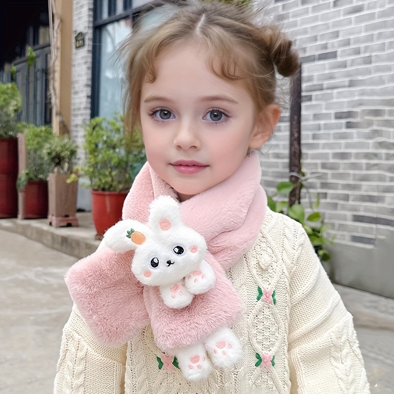 

Soft And Warm Knitted Scarf For Little Girls - Cute Bunny Design, Suitable For Ages 3-14, Made Of Nylon Material