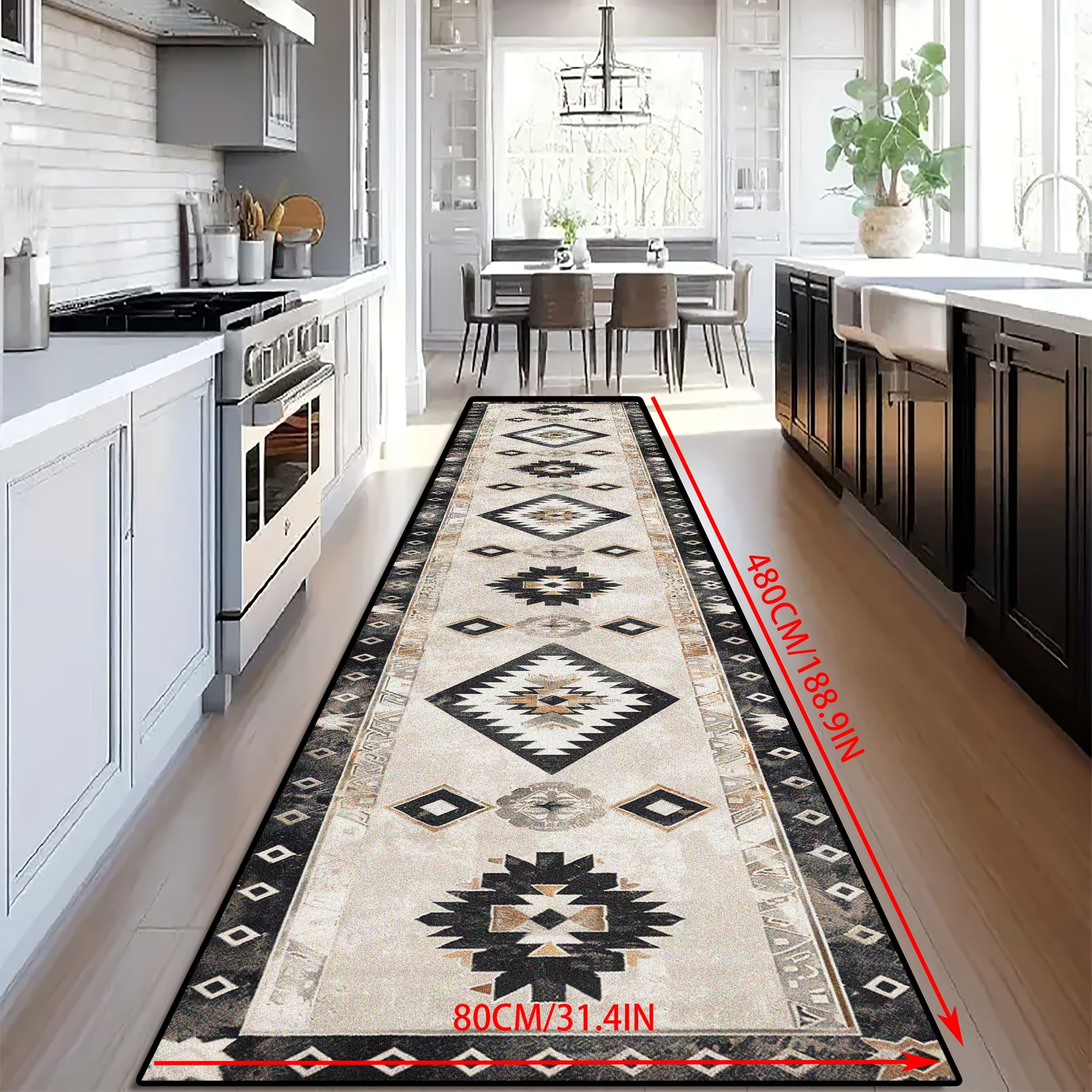 TEMU Shipping: 1pc Of Golden Diamond Velvet, Chinese Persian Style Hotel Welcome Long Runner Rug, Vintage Fashion Rectangular Long Rug For Living