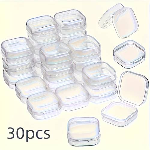 30pcs 30pcs mini transparent plastic jewelry organizer boxes with lids transparent square containers suitable for earrings pills beads cosmetics and craft materials durable stackable small item organizers and storage boxes earring organizers