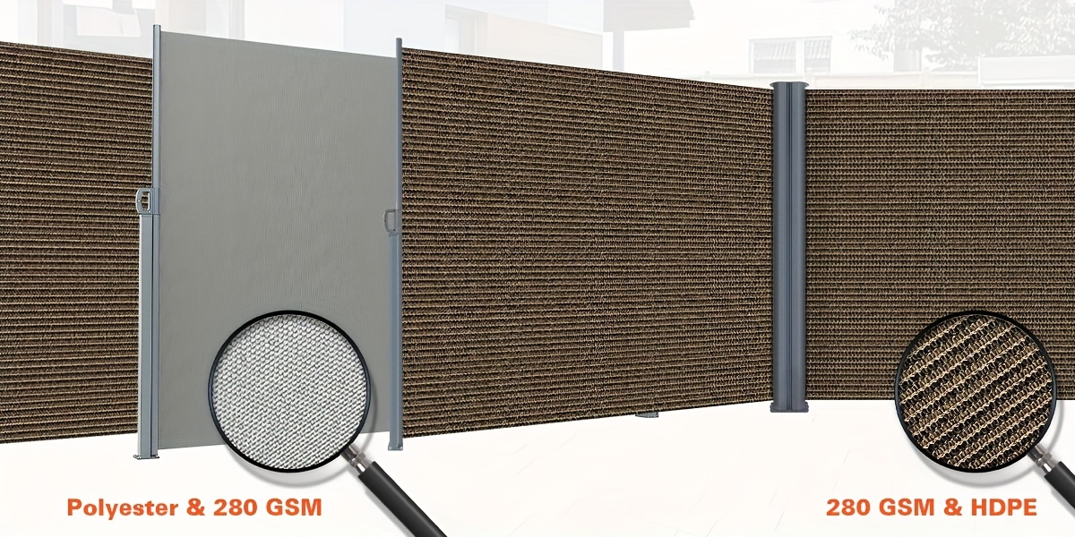 Retractable Side Awning - Folding Privacy Screen | Waterproof & UV-Resistant Outdoor Shade Divider for Patio, Garden, Balcony & Commercial Use Easy Install with PU Coating