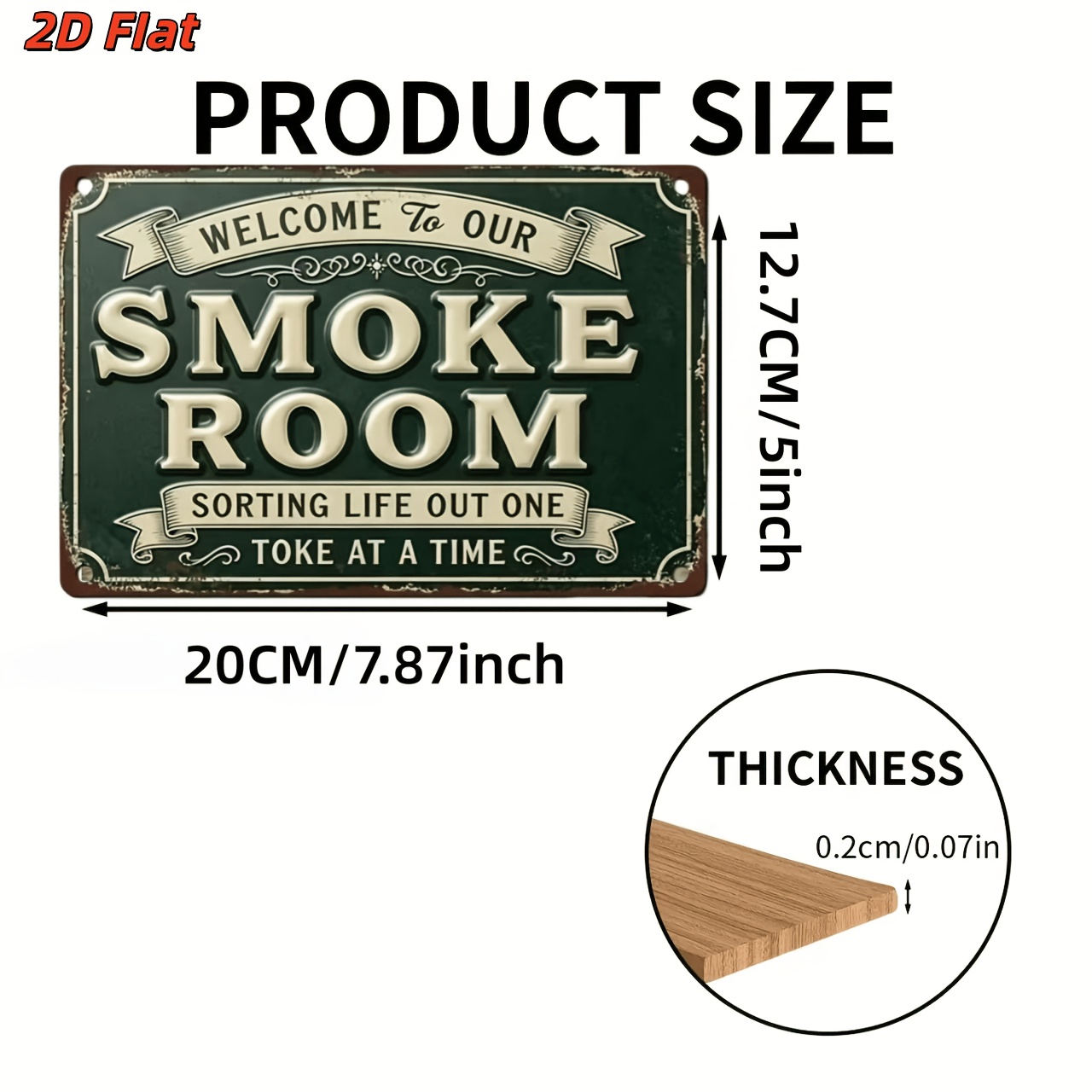 TEMU Décoration murale plate 2D, design plat 2D, thème vintage « dans notre salle de fumeurs » - Convient pour fermes, , décor en bois durable,