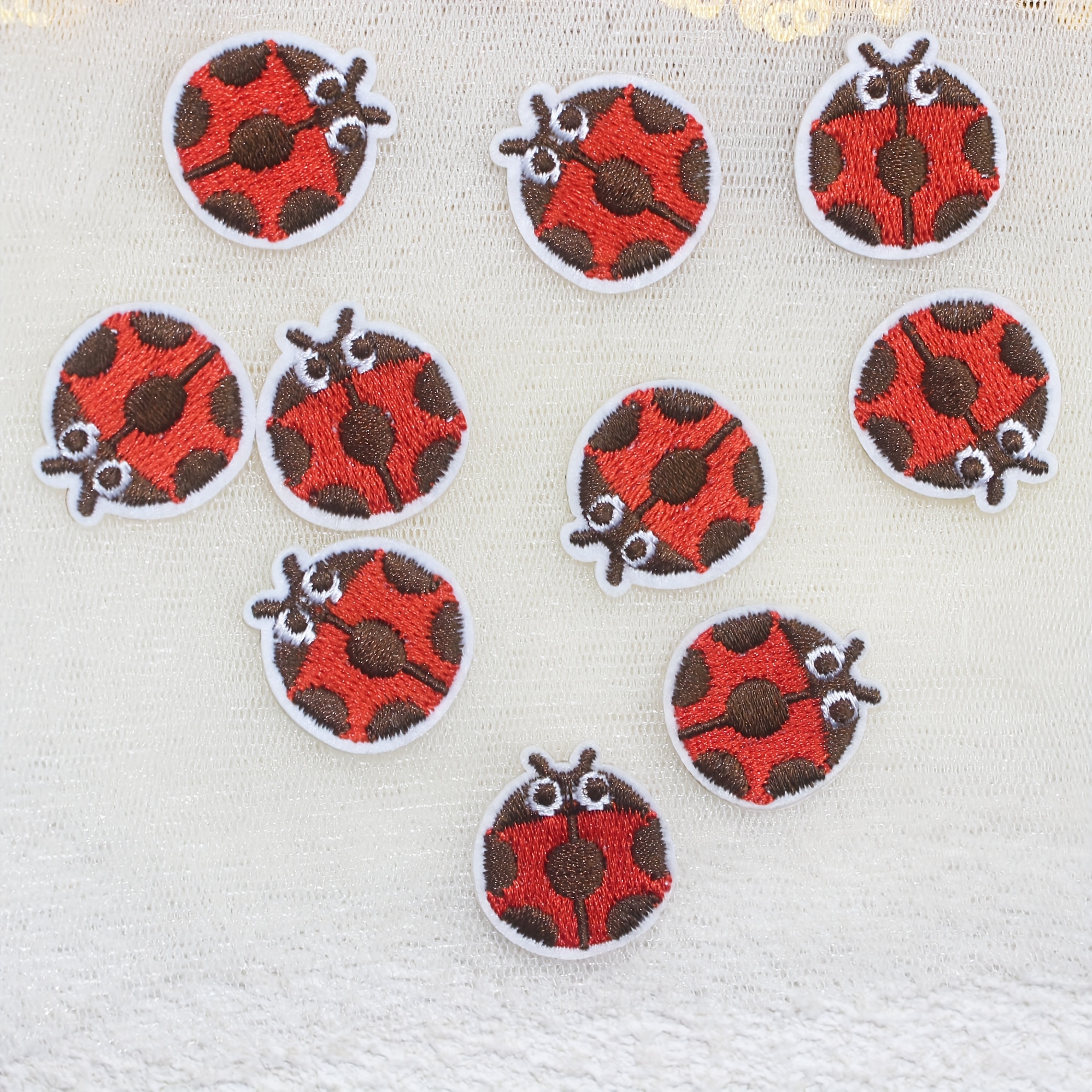 TEMU 10pcs Of Cartoon Ladybug Embroidery Iron-on Patches, Self-adhesive Cartoon Animal Patches For Diy Decoration On Clothes, Shoes, Hats, Bags,