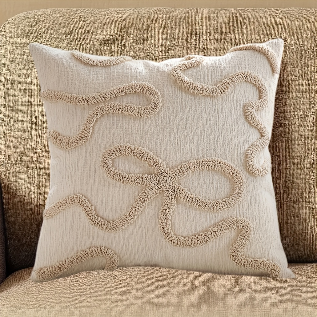 A Pack Of Velvet Bow Pillowcase Cushion Cover Suitable For Living Room And Bedroom Sofa, Without Pillow Core