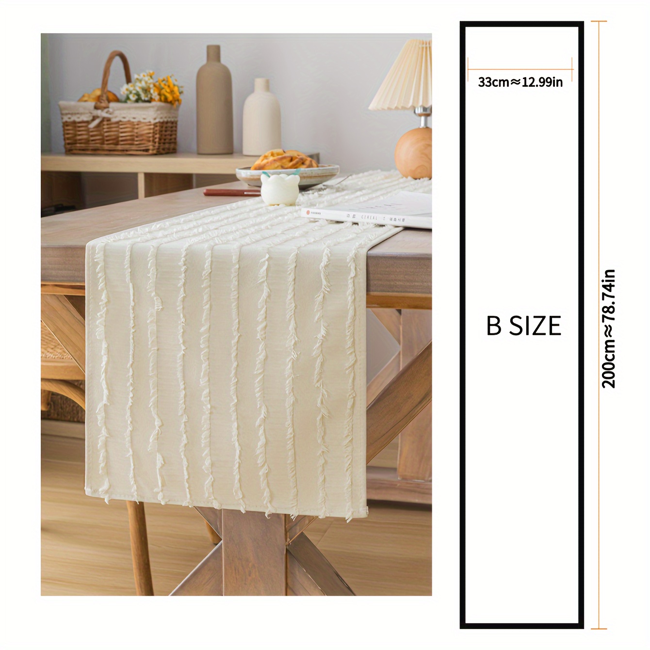 A White Striped Style Table Runner Nordic Style Kitchen Decoration Supplies