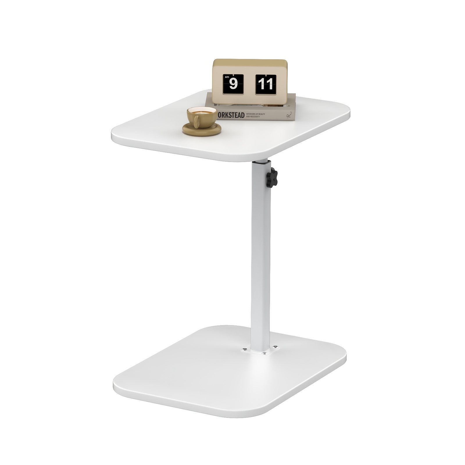 Modern Side Table | 40 X 30 X 72cm, Adjustable Height, Versatile As Bedside, Sofa, Or Coffee Table, Suitable For Living Rooms, Bedrooms, And Cafes, Easy To Assemble, Industrial Style - White