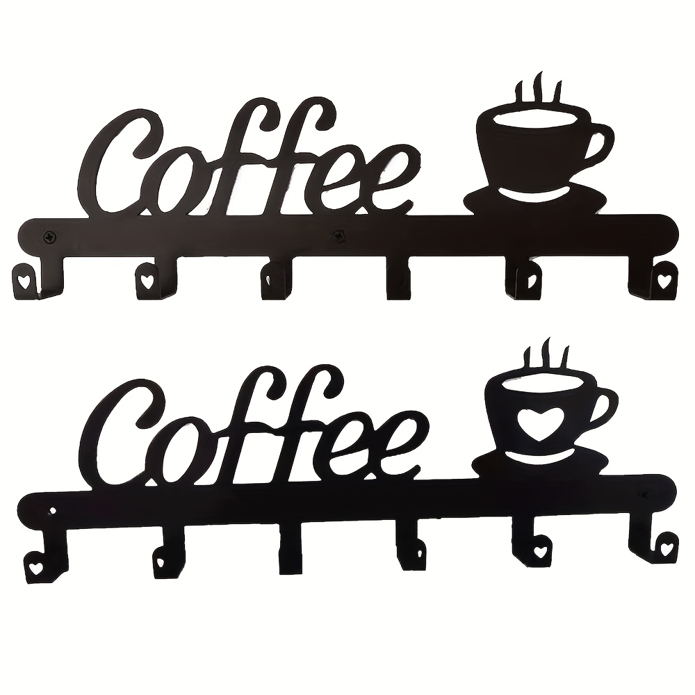 custom coffee cup holder 6 hooks metal wall mounted - Temu