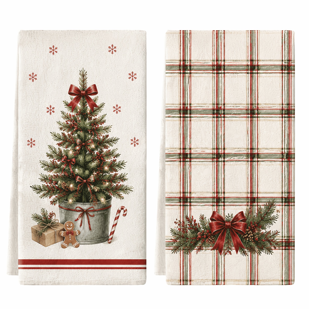 TEMU 2-ps, Christmas Kitchen Cleaning Cloth, Christmas Tree Pattern Kitchen Cleaning Cloth, Fun , , Kitchen Countertop Decoration, Party Kitchen