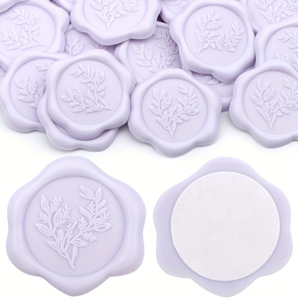 Image of 20pcs Purple Eucalyptus Wax Seal Stickers, Self-adhesive Wedding Invitation Envelope Seal Golden Stickers For Decorating Wedding Invitations, Christmas, Gifts