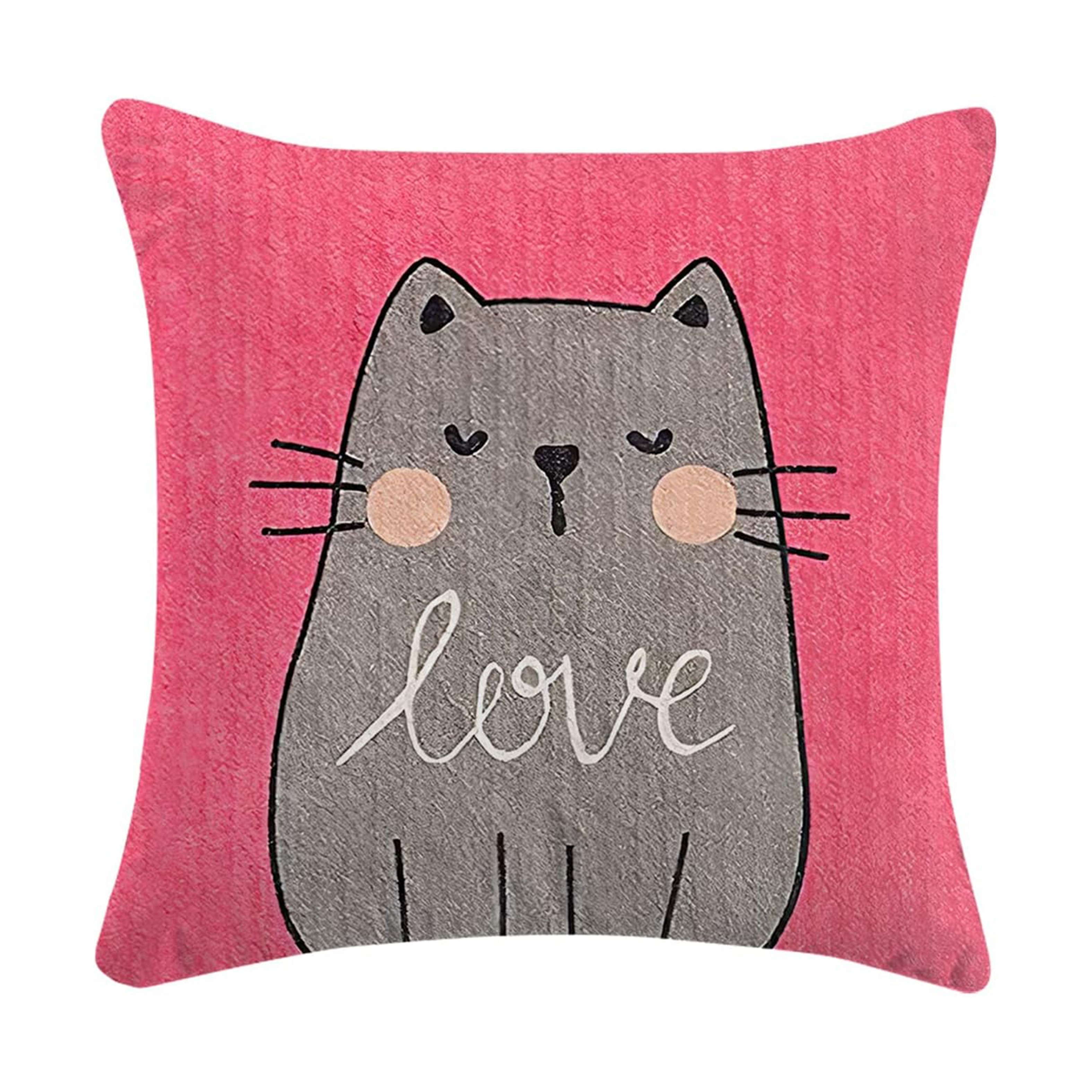 

Contemporary Linen Throw Pillow Cover With Cartoon Cute Love Design, Machine Washable With Zipper Closure For Various Room Types, Woven Pillowcase - 1pc Single Sided Print (pillow Not Included)