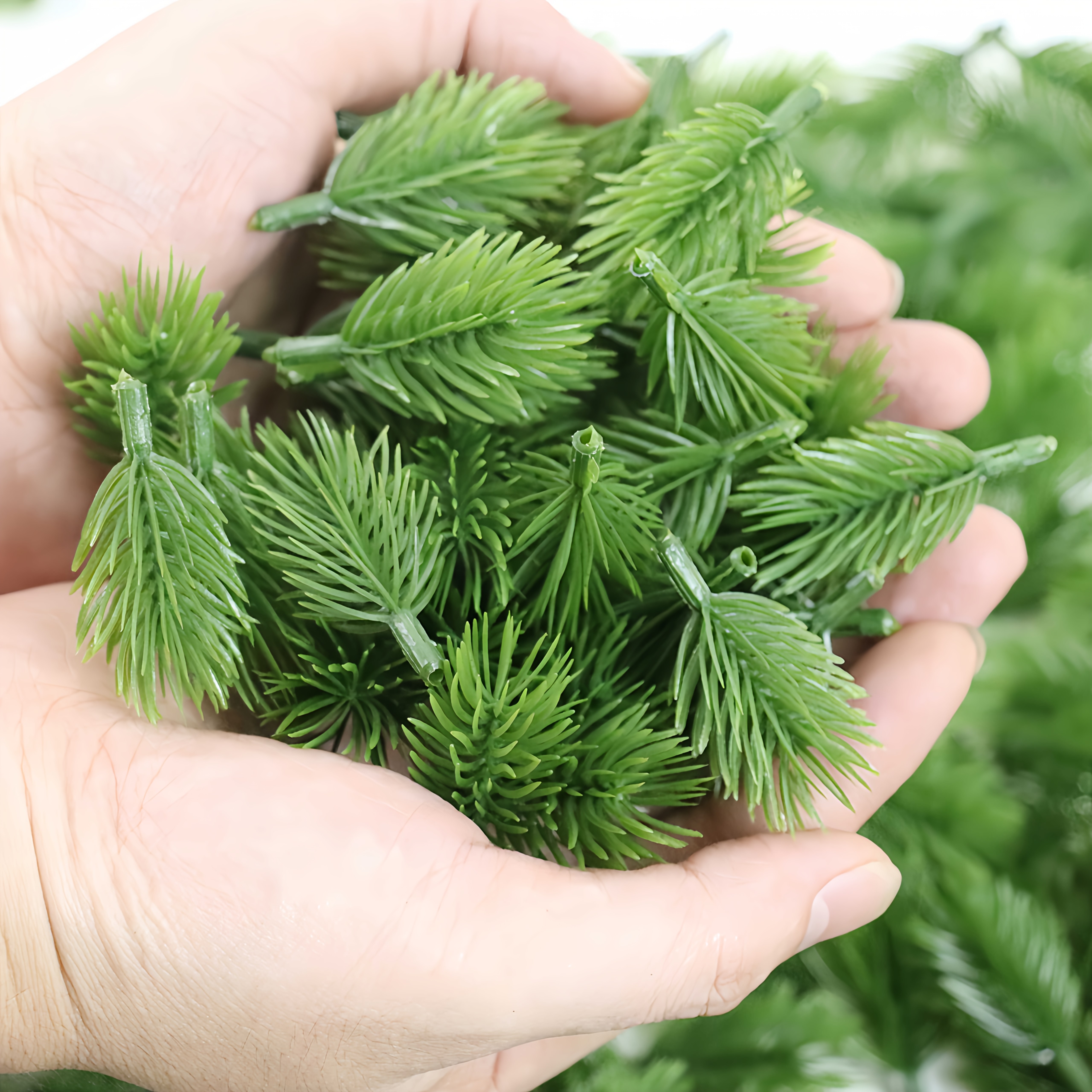 TEMU 45 pièces, Aiguilles de pin artificielles, Feuilles vertes en plastique, Convient pour couronnes DIY, Artisanat de Noël, Remplissage de