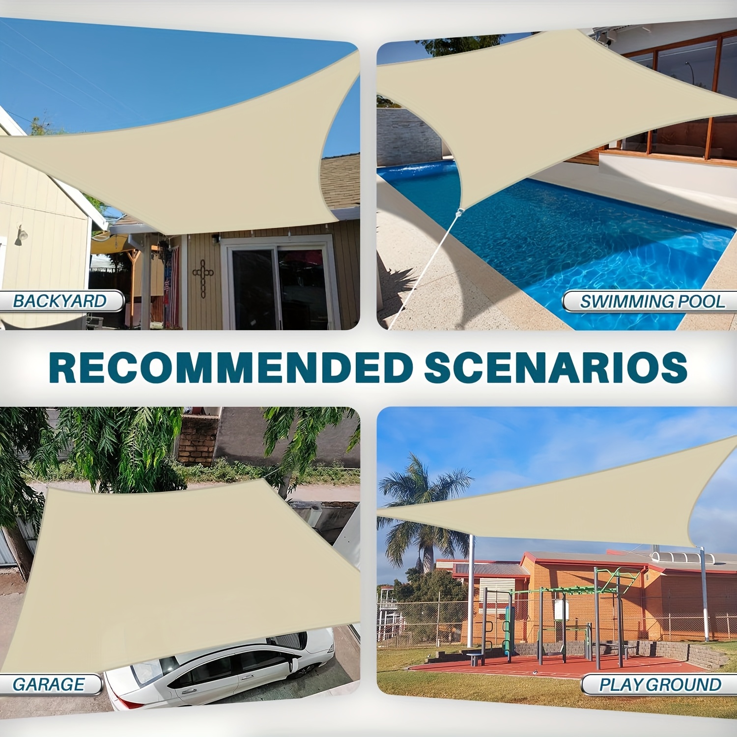 [UV Block Shade Sail] Heavy Duty Rectangle Curved Edge Sun Shade Sail 1pc | 95% UV Block Breathable Canopy with Easy Install - Patio Garden Backyard Outdoor Shade Cloth