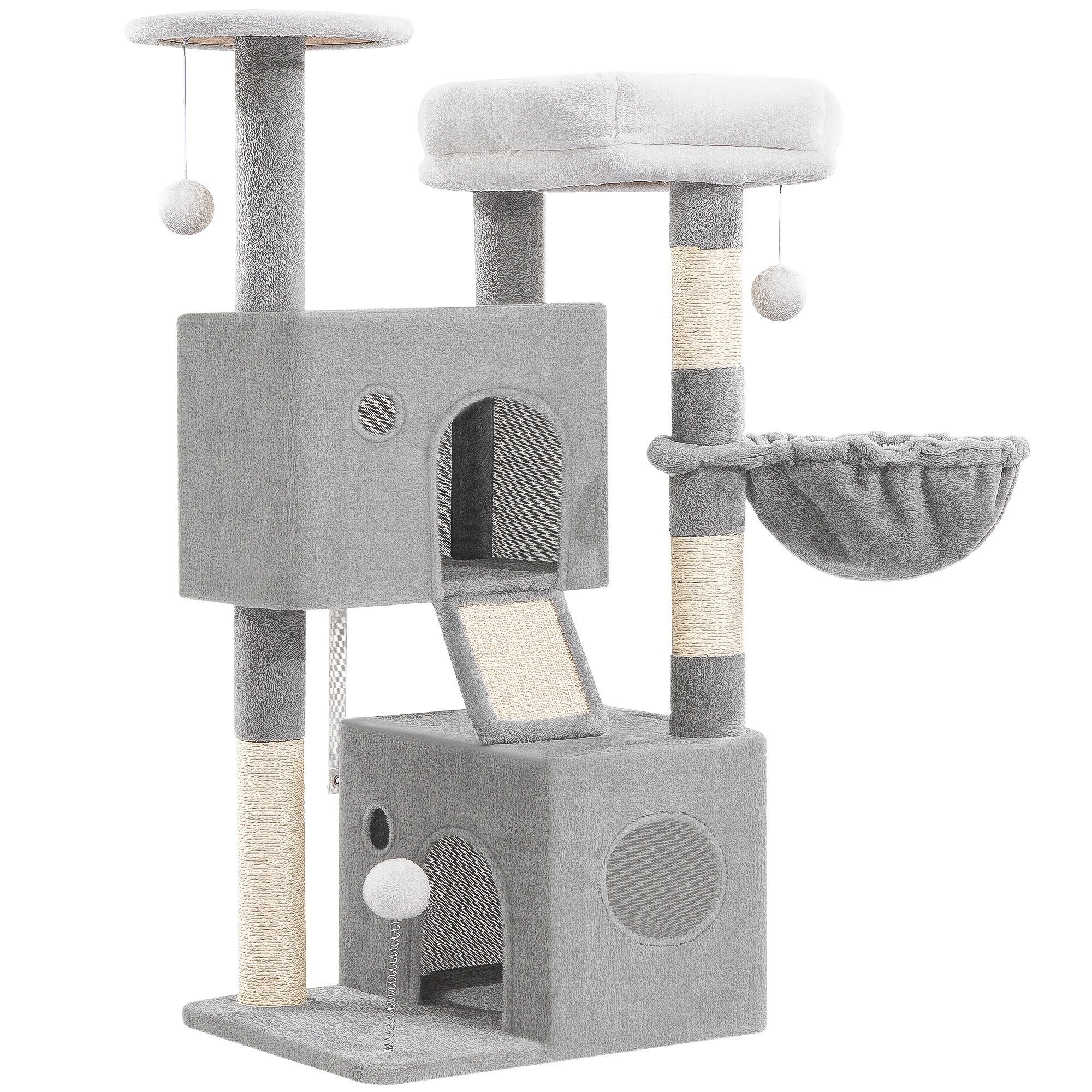 Image of 108cm Cat Tree | Multi-level Cat Tower For Indoor Cats With Scratching Posts, Cozy Cat Condos, Perches, Plush Balls, Cat Basket, Scratching Board | Wood, Hzuaneri Brand