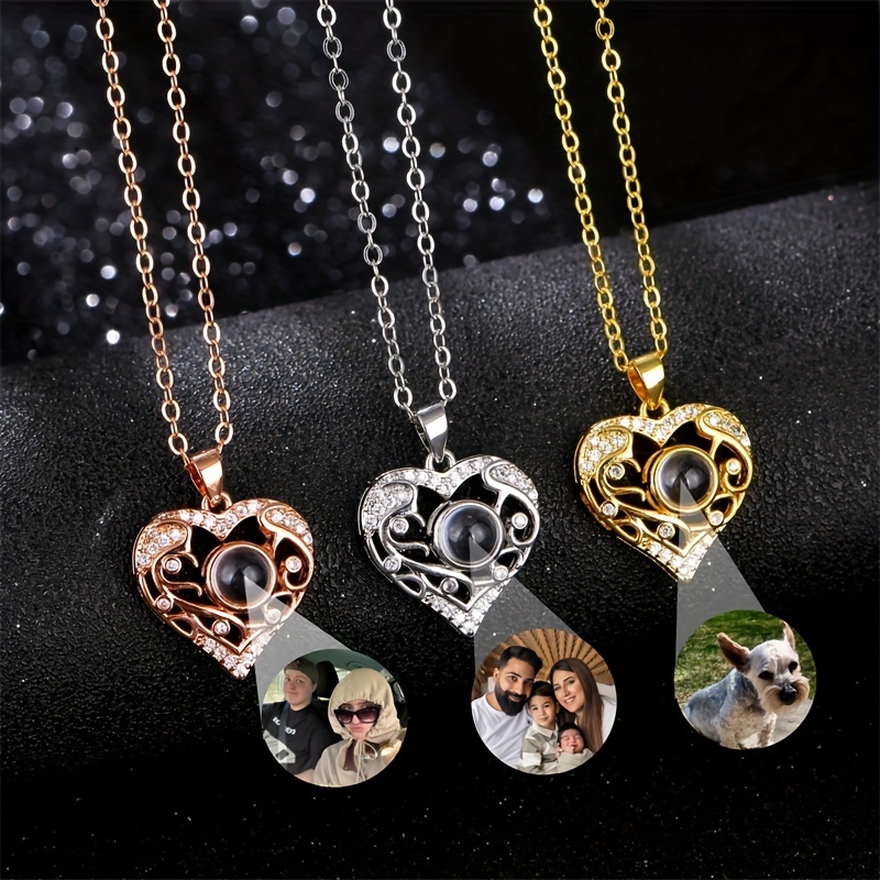 custom photo projection necklace 18k golden plated stainless
