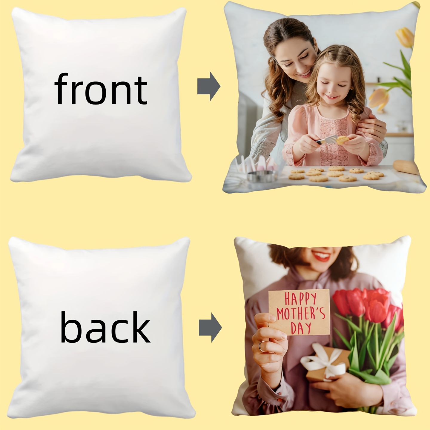 TEMU de almohada con foto a medida, de cojín personalizada, con recuerdos de boda e imágenes de afecto, fotos familiares y más. Fabricada con tela ,