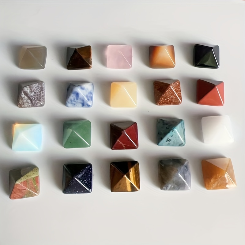 

10-piece Pyramid-shaped Natural Agate And Crystal Gemstones, Fashion Crystal Loose Stones, Diy Jewelry Making Supplies, Handcrafted Rock Crystal Accessories