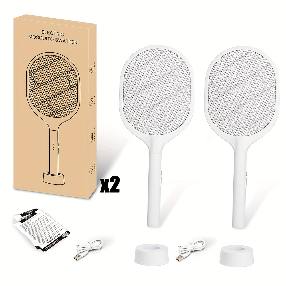 TEMU (2 Packs) Electric Repellent, Killer, , Powerful Electric Shock To Mosquitoes, Usb Charging, Three-layer Protective Net To Prevent Contact,
