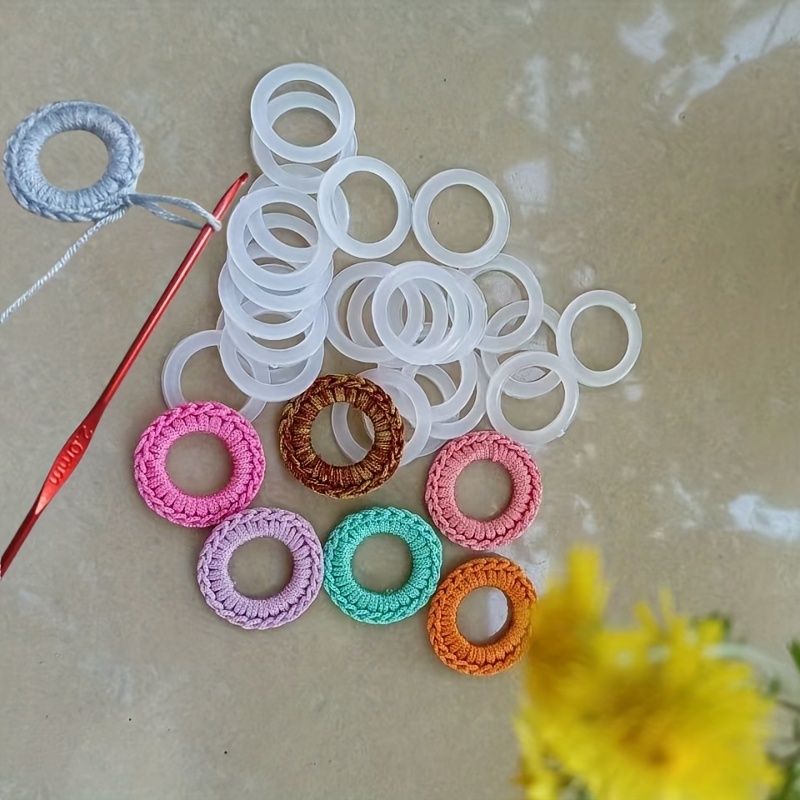 

350pcs/550pcs Plastic Crochet Rings, Round O-rings For Diy Crafts, Knitting Bags, Purses Accessories, Sewing Craft Supplies, Holiday Gift Making Projects - White