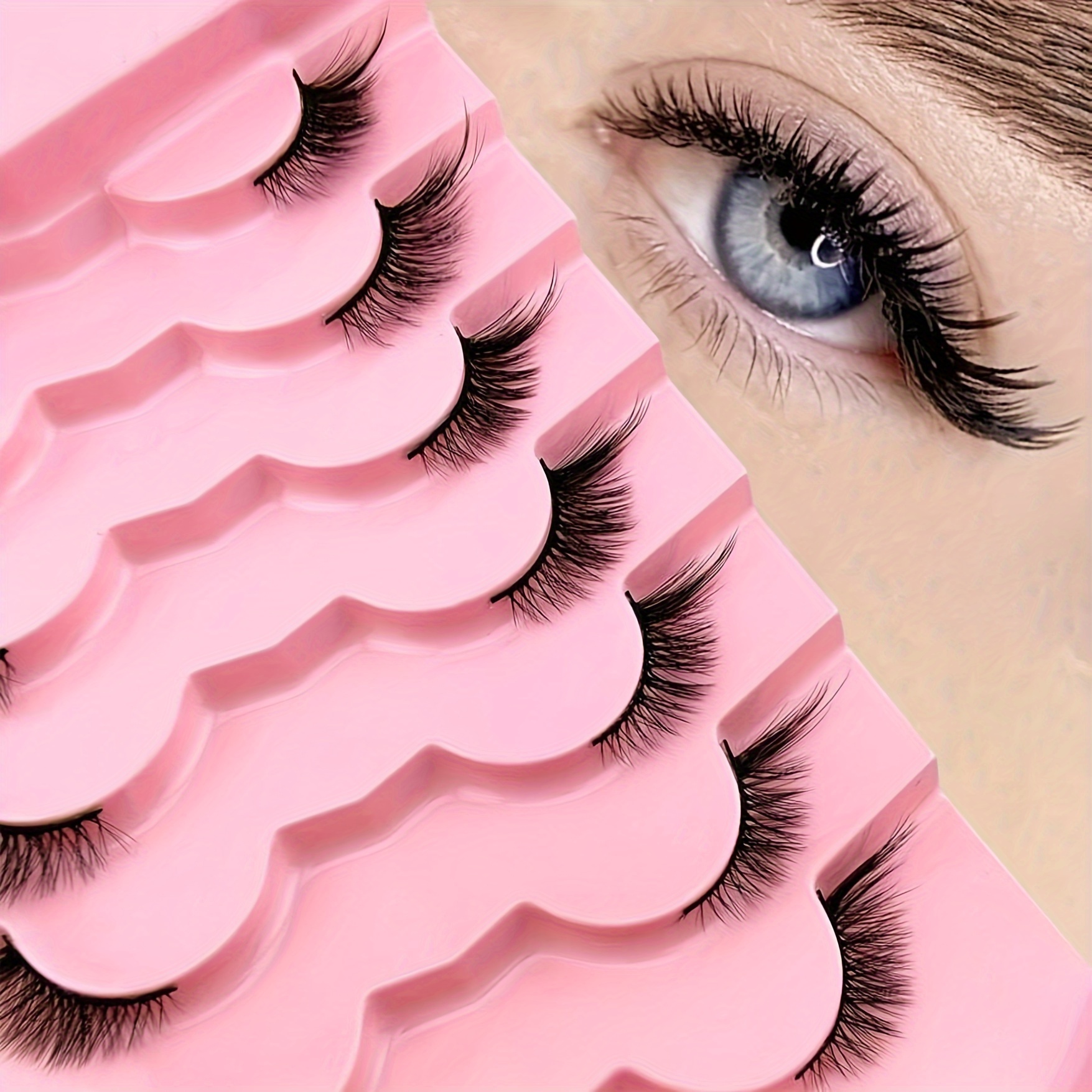 7 Pairs Of Half-eye False Eyelashes, With Extended And Fluffy Tips, Resembling Natural Mink Lashes