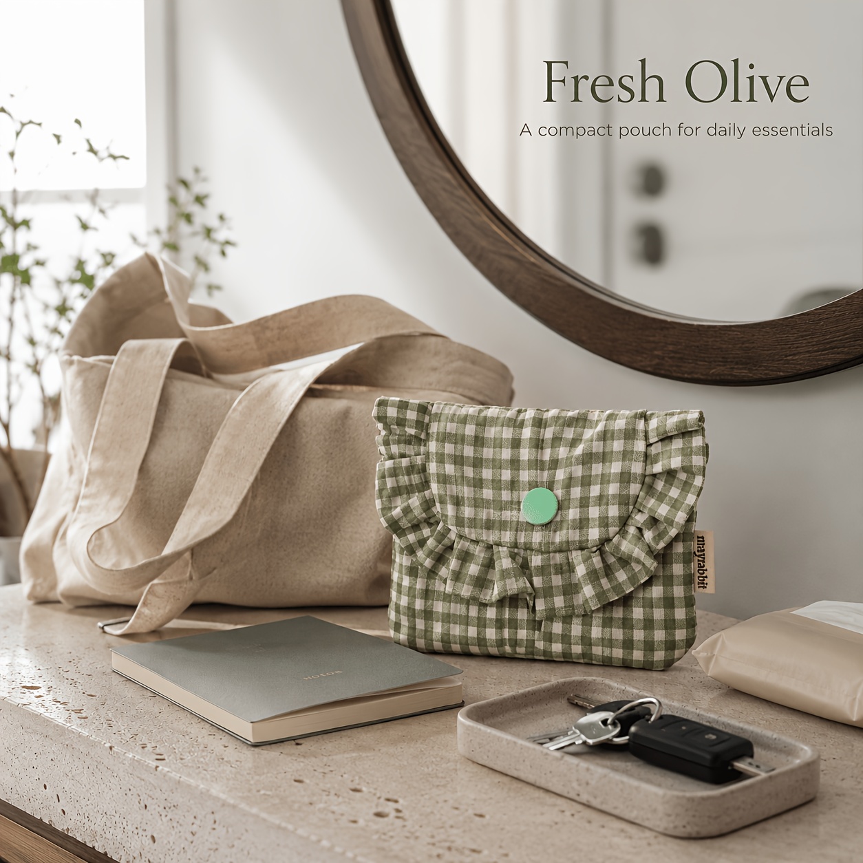 TEMU de Mujer con Volantes y Diseño de Vichy, Pequeño Billetera con Cierre a Presión para Tarjetas, Mini Bolsa de Tela para Efectivo, Tarjetas,