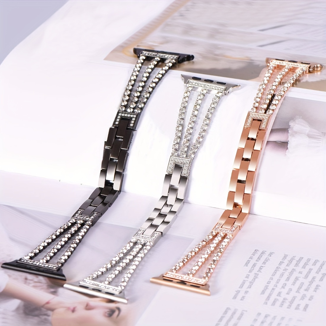 

1pc Rhinestone Metal Adjustable Watch Strap, Suitable For Iwatch Series, Size: 38mm/40mm/41mm/42mm/44mm/45mm/49mm, Suitable For Ultra/se/s9/8/7/6/5/4/3/2/1