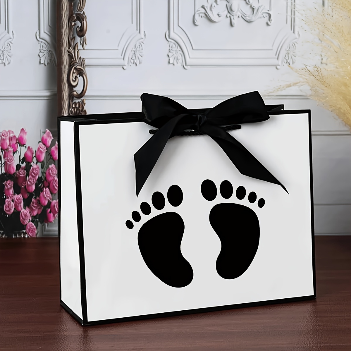 E-shop Geschenk für Sie/Ihn . Stilvolle Baby Geschenktüte, Leichte und zusammenklappbare Papier Geschenktüte, Ideal für Baby Party Geschenke, für