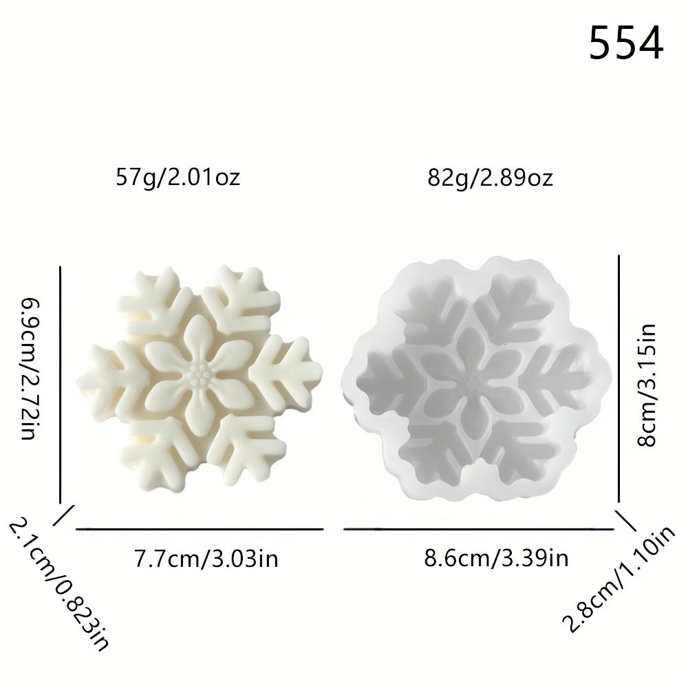 TEMU 1pc Snowflake Resin Silicone Mold, Christmas Themed 6 Petal Snowflake Silicone Mold, Cute Cartoon Snowflake Diy Gypsum Decoration, Resin Casting