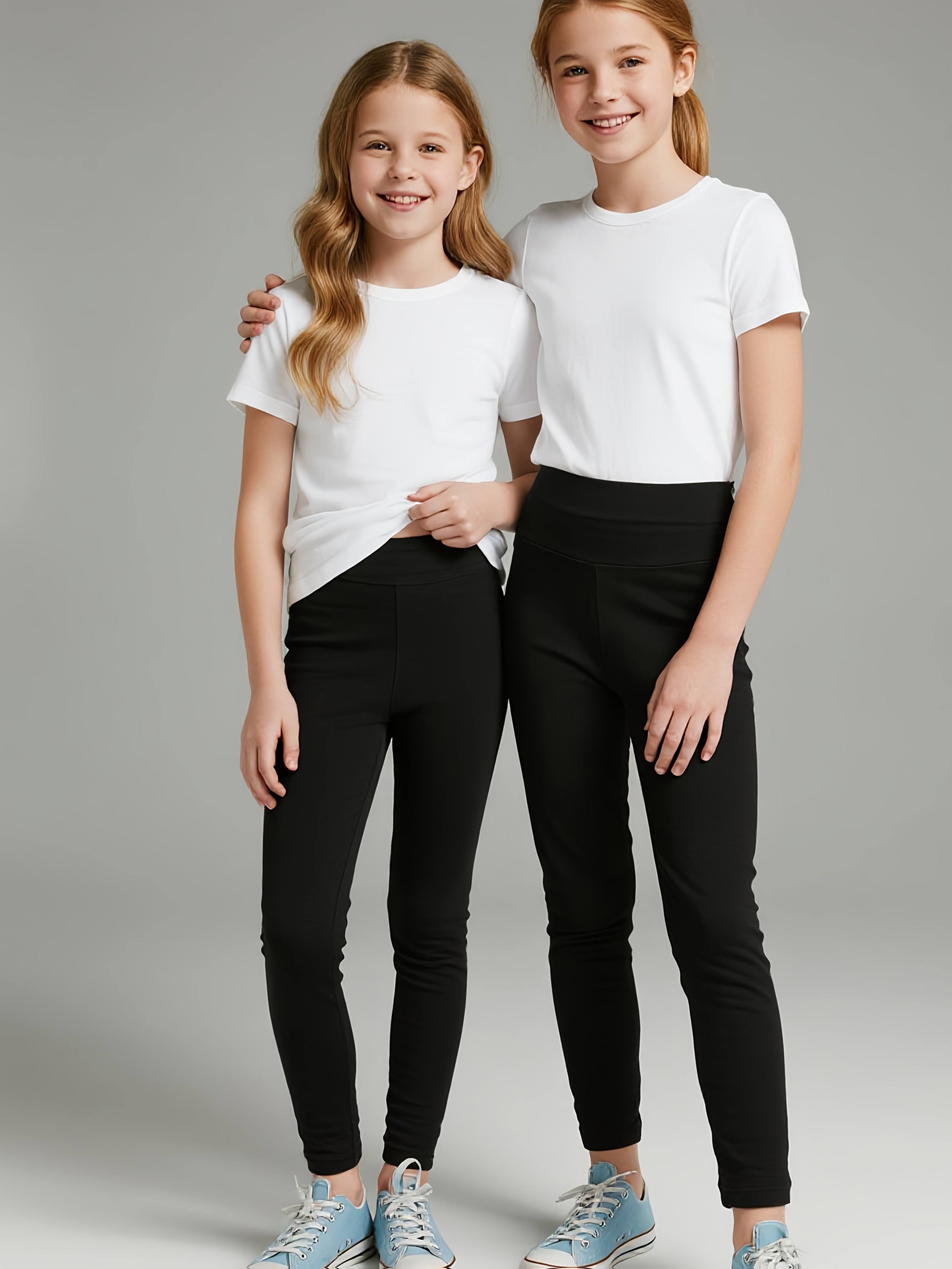 Girls' Stretch Soft High-Waist Black Leggings for Fall/Winter