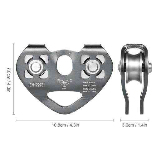1pc 30kn aluminum alloy dual ball bearing cable pulley for climbing caving aerial work and rescue universal fit non electric durable grey pulley for festivals without battery
