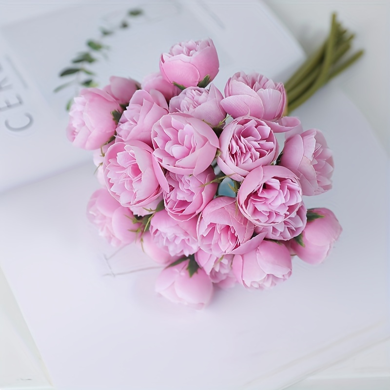 Fleurs Artificielles Bourgogne - Roses Et Dahlias En Soie Avec Tiges - DIY Bouquet Mariage, Déco Intérieur