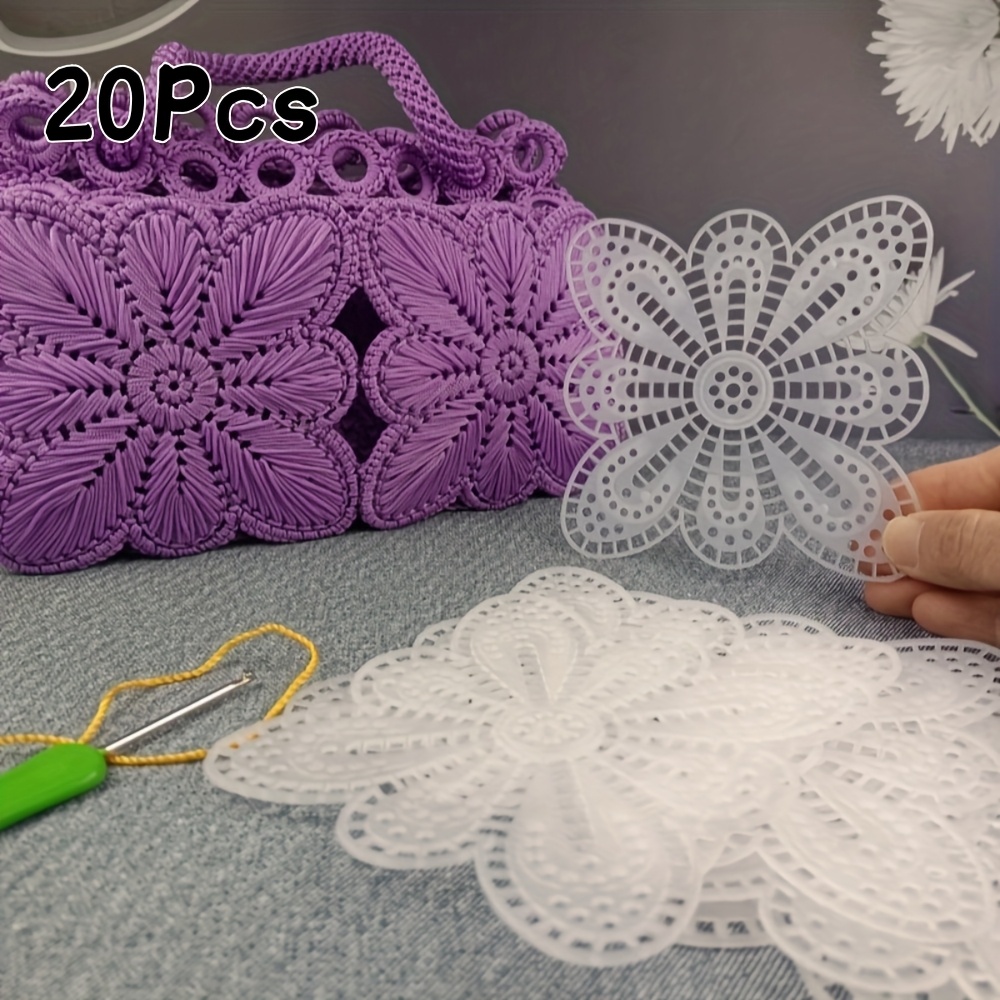 E-shop 20 Stück weißes Kunststoffnetz mit Blumen-Schmetterlingsmuster – DIY Handwerksmaterial für Sofakissen, Untersetzer, Geldbörsen Rucksäcke –