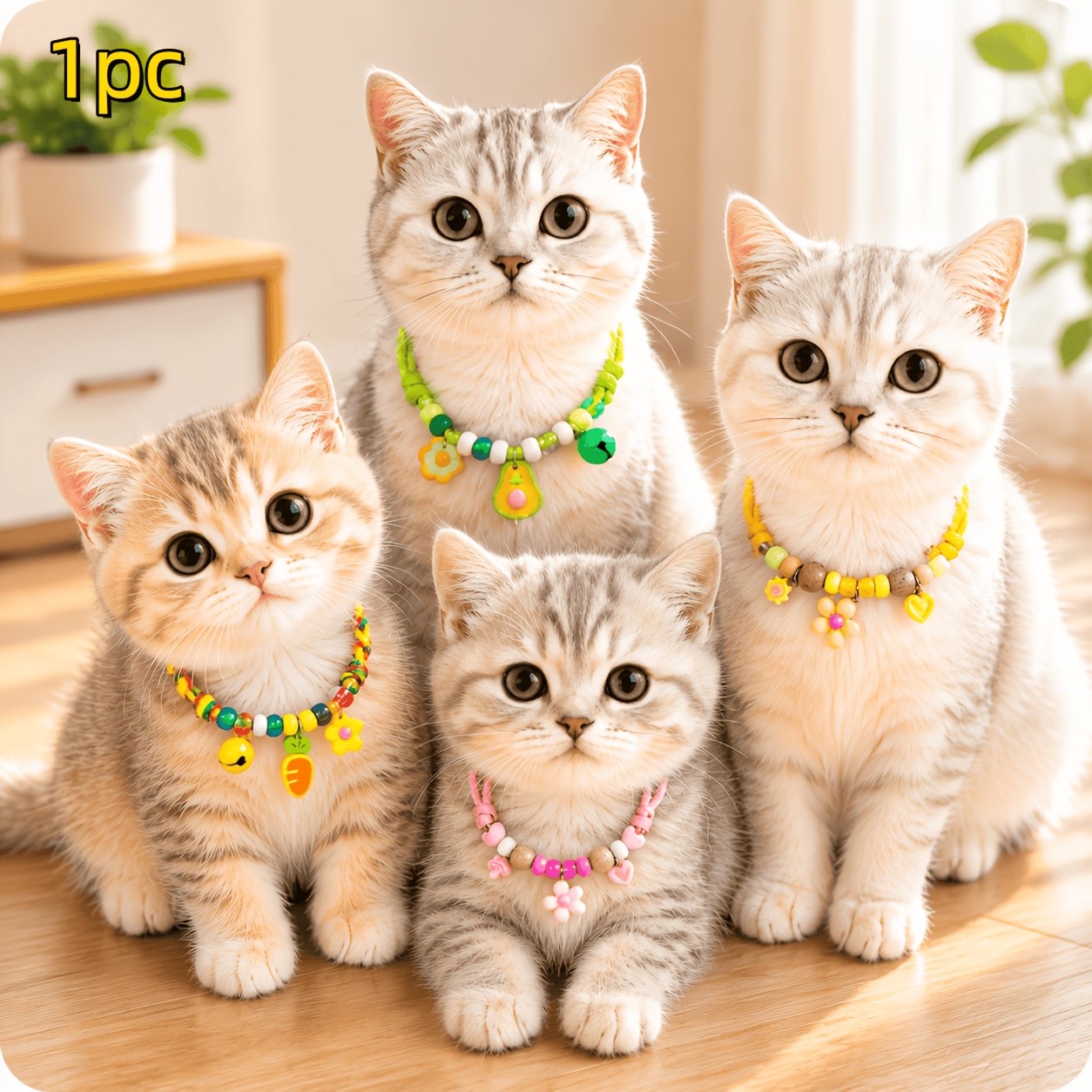 Cute Adjustable Cat Collar with Fruit Pendant