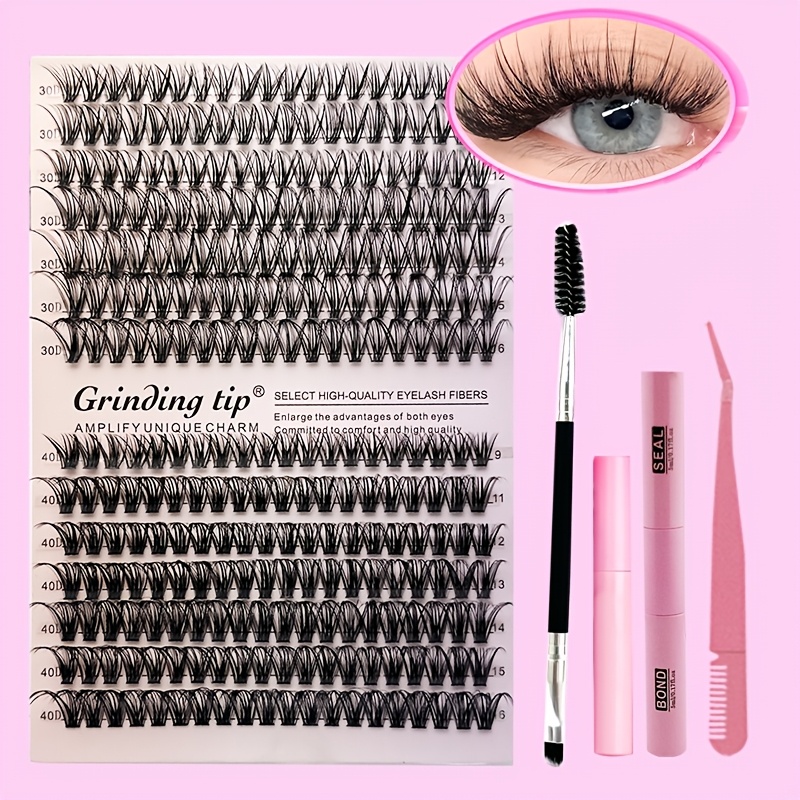 Self-grafting False Eyelash Extensions Suitable For Beginners, Large Volume 30/40d Cluster Lashes With -curve, Thick Fluffy Volume, European Style Diy Lash For Application, Suitable For