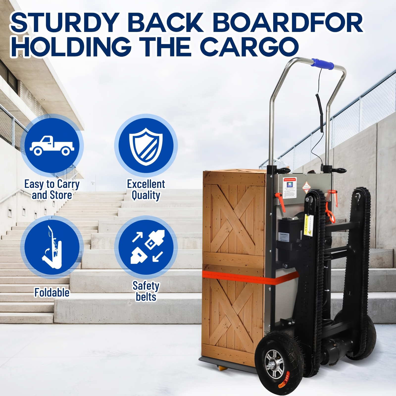 sturdy stair climbing cart supports up to 900   features 3 fold   with extendable handle convenient for transporting stairs   relocation   business applications Product details 1