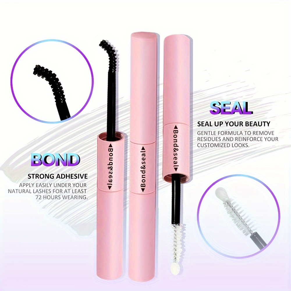 waterproof eyelash extension kit with brush and tweezers black quick drying 72 hours hold comfortable applicator tool details 8