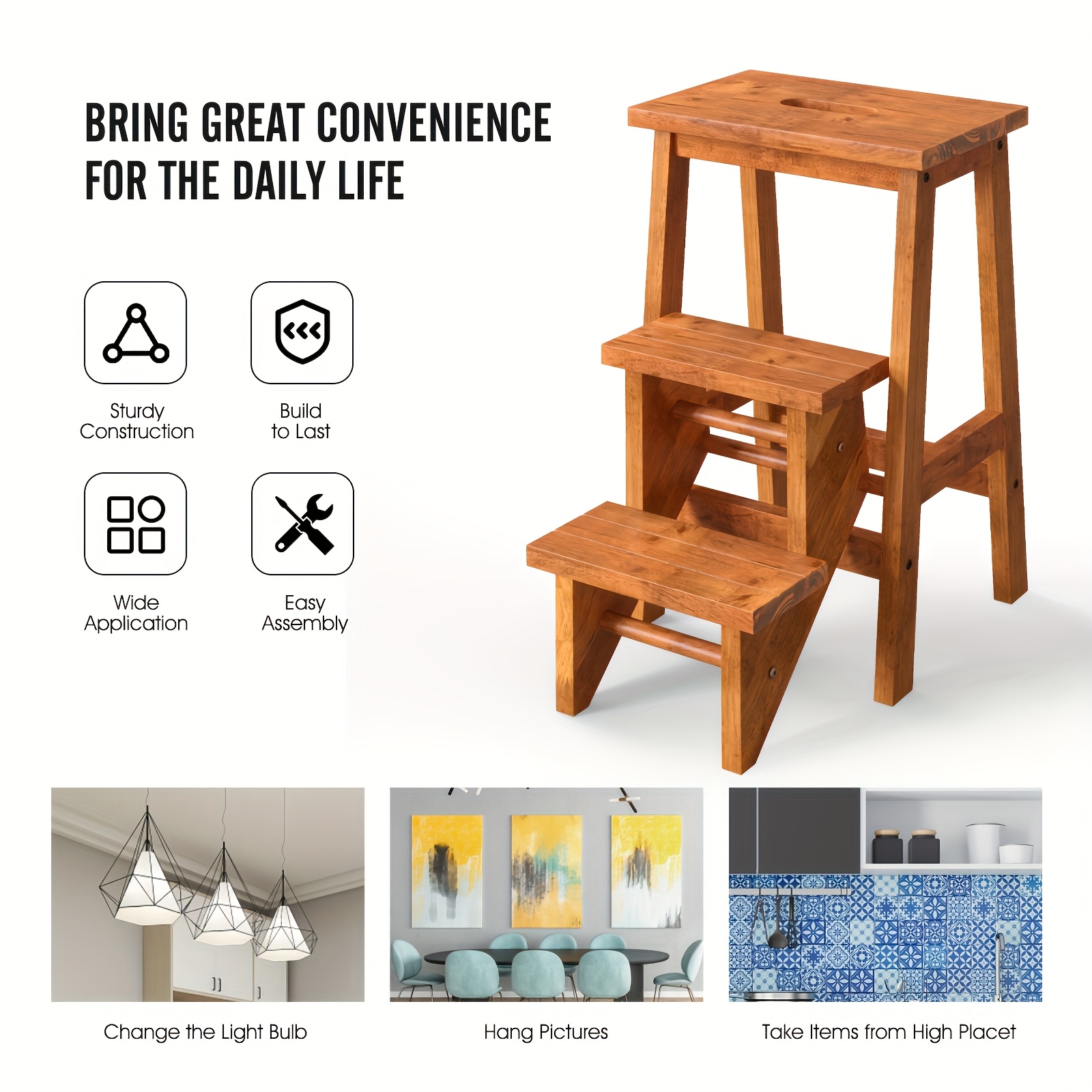 3 Tier Step Stool 3in 1 Folding Ladder 24