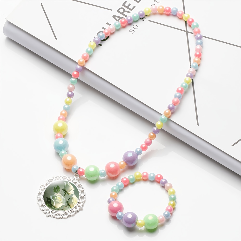 2pcs Women's Cute Necklace & Bracelet Set, Random Colour