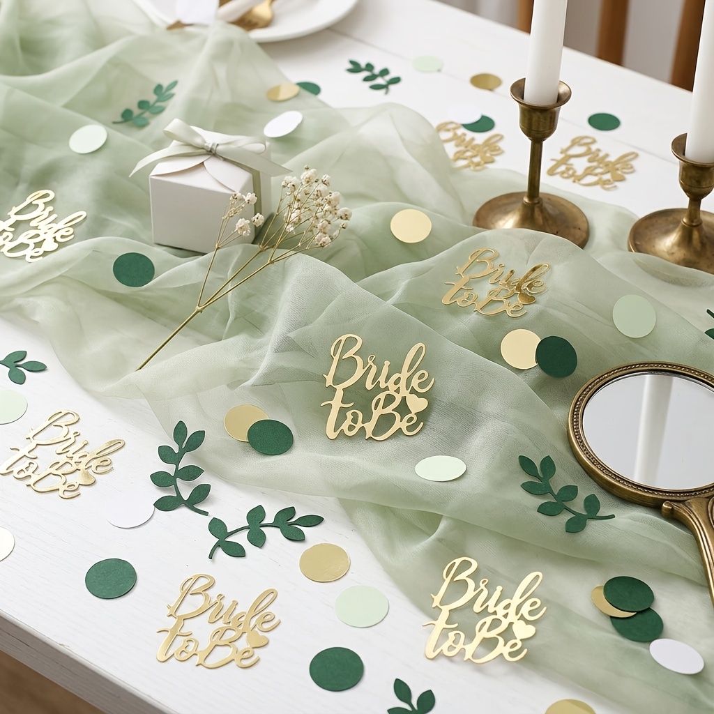 TEMU 65 pièces de "(e) (e)", à Paillettes Rondes avec Lettres "Bride-to-Be" et Feuilles Vertes de Style Forêt pour Décoration de Table d'Enterrement