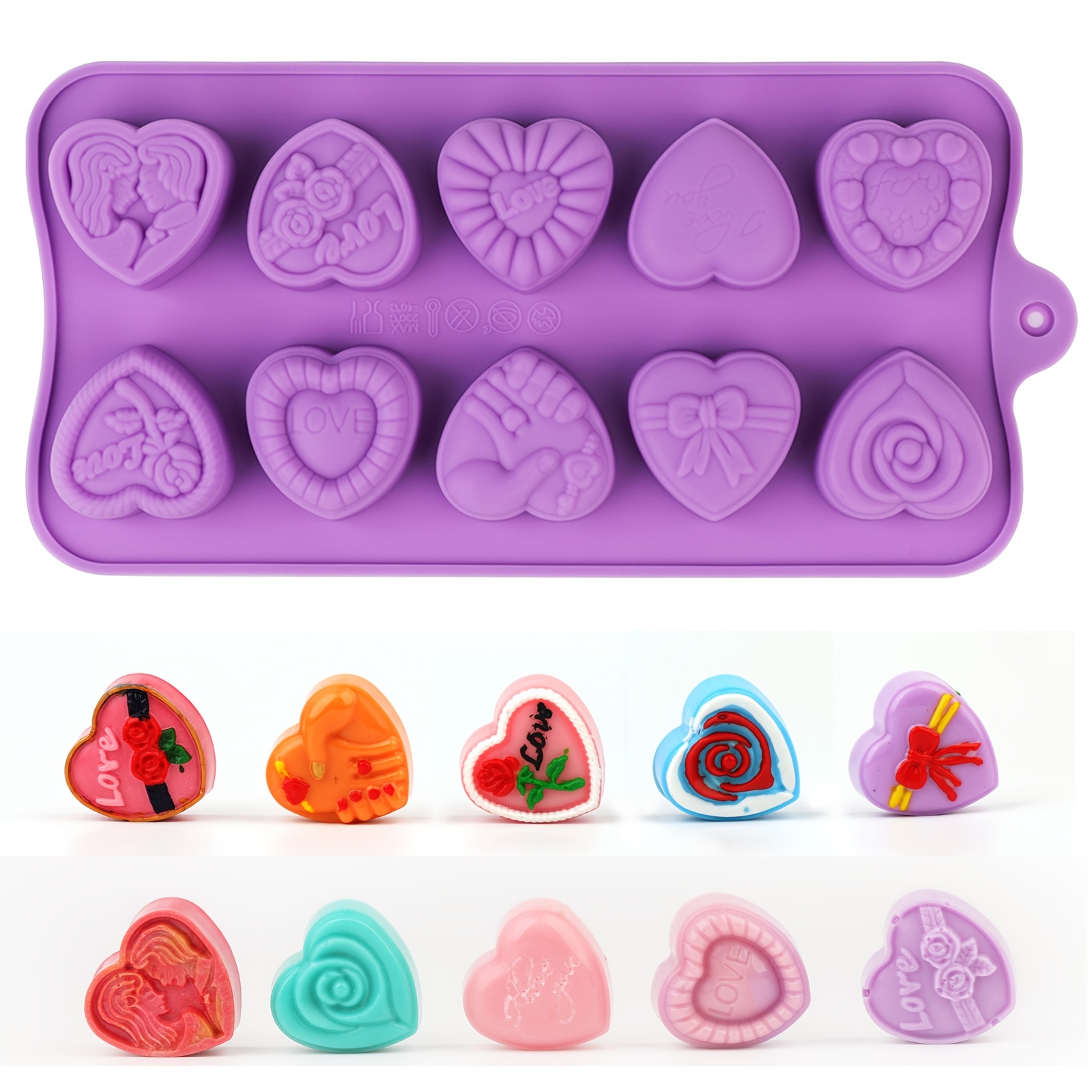 

1 Ensemble de Moules En Silicone Pour Chocolat, Bonbons, Bougies, Savon, Résine - BPA, Ensemble de Moules Polyvalents Pour de La Saint-Valentin, Pâques, Le Père Et La Mère