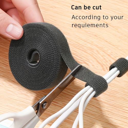 1 pièce attaches de câble auto-adhésives à crochets et boucles de 5 mètres de long, organisateur de câbles, sangles de fixation pour fils, attaches de de câbles à adhésif puissant et découpables, outil de rangement et dorganisation de câbles, sangles de fixation pour fils, outil