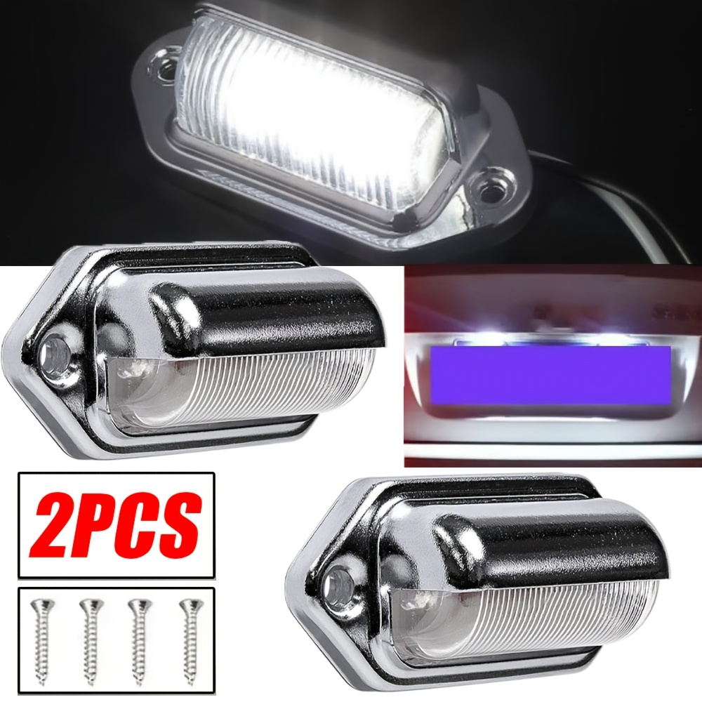 TEMU 1/2pcs Car 6 Led License Plate Lights Waterproof 12 24v Universal Truck Rv Trailer Tail License Plate White Side Lamp Bulbs