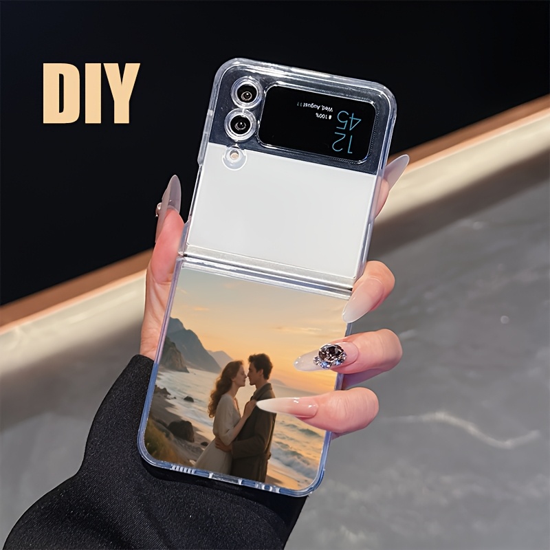 Phone Case - [customization] 1pc Custom Picture Magnetic Transparent Foldable Phone Case, Diy Personalized Tpu Magnetic Phone Protector, With Clear , Creative Gift For Family, , And Lovers