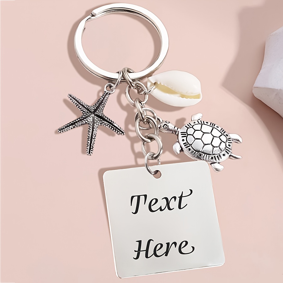 TEMU Porte-clés Personnalisé avec Pendentif et Tortue - Photo et Nom, Acier Inoxydable, Cadeau Commémoratif en , Décoration pour Portefeuille, Sac à