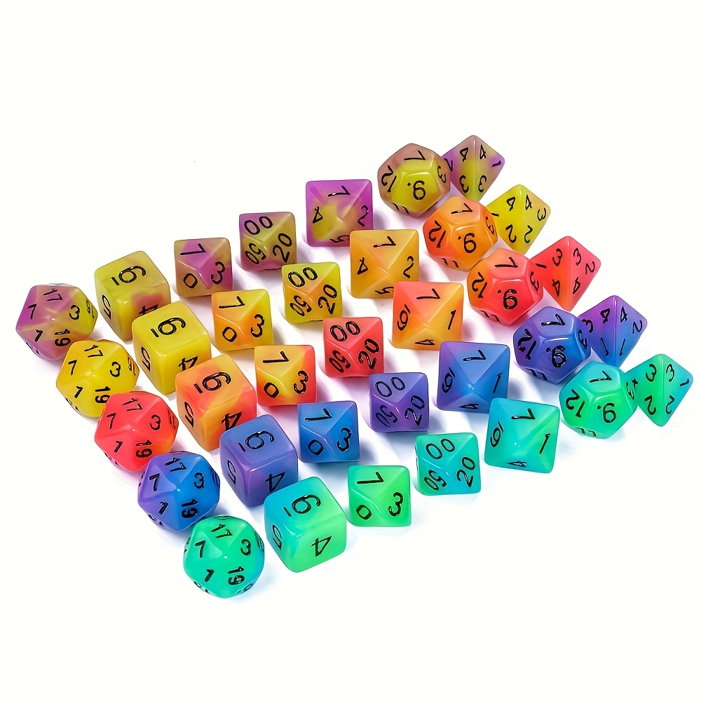 E-shop Set mit 35 Nachtlicht-Würfeln in 5 Farben, für Tabletop-Rollenspiele, Partyzubehör und Geschenke für Halloween, Weihnachten und Thanksgiving