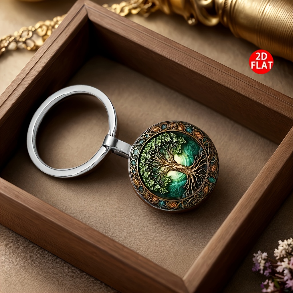 2d Flat, 1pc -in-the-dark Tree Of Life 2d Flat Pendant Keychain, Luggage, Car Pendant Decoration, 2d Flat