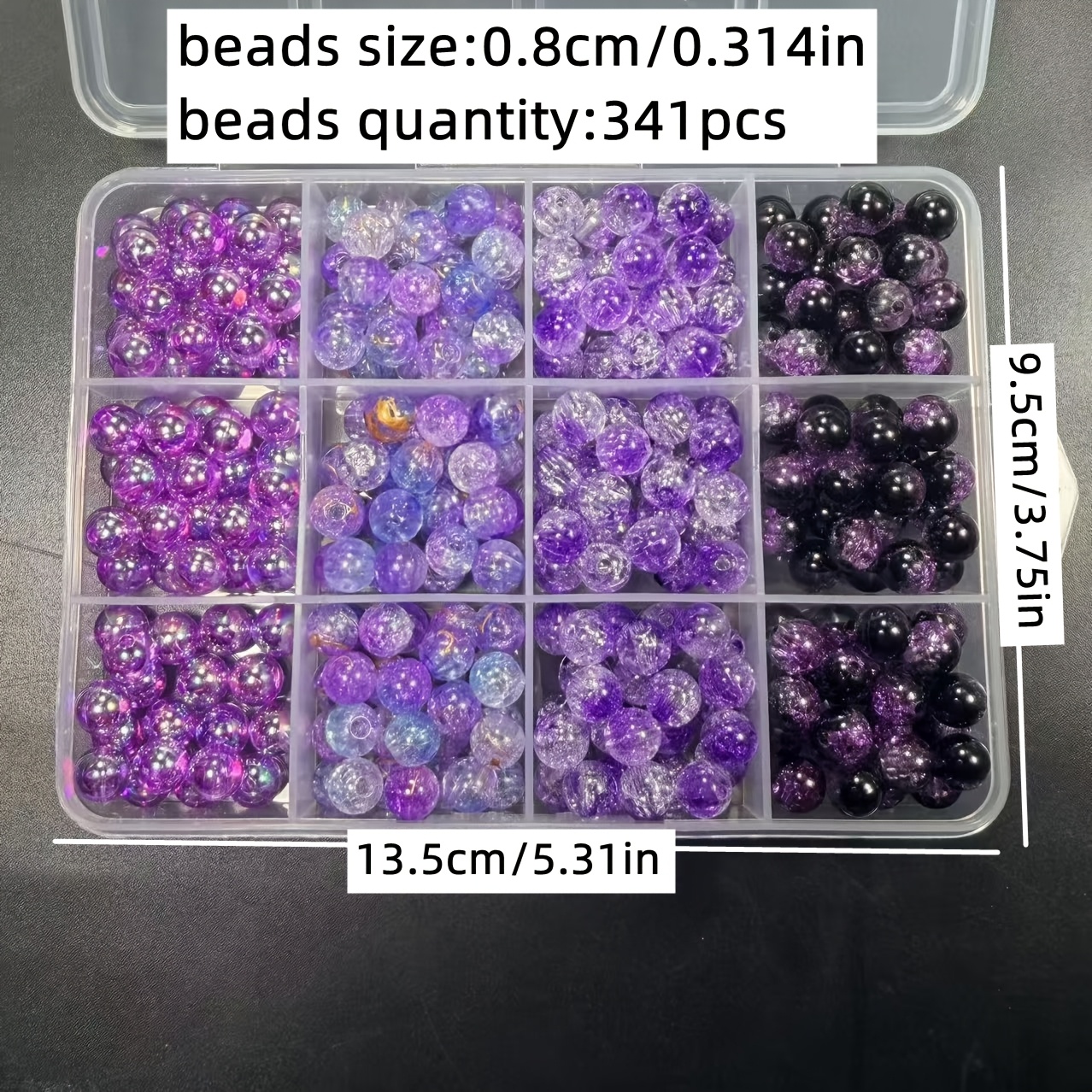 TEMU Set de Joyería de 341 piezas Serie Acrílica de 8mm, Ideal para Hacer Pulseras, Collares, Aretes, Anillos y Cadenas para Teléfonos Móviles,