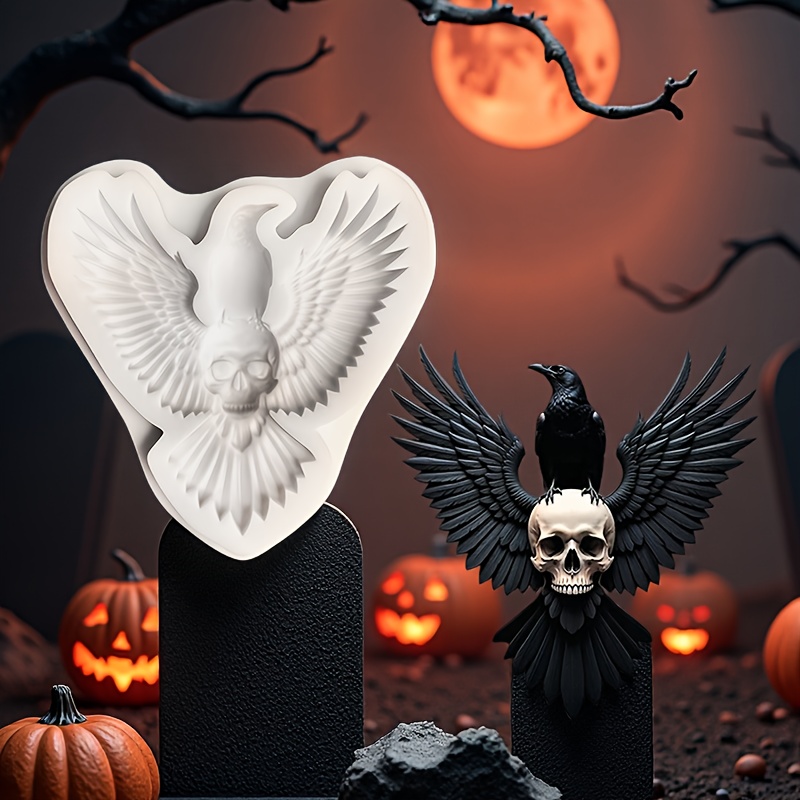 Image of 1pc Halloween Fondant Silicone Mold – Easy-release Chocolate, & Jelly Gummy Baking Tool With Wings For Diy Decorations. Creative Gothenburg Style Crafting Accessory