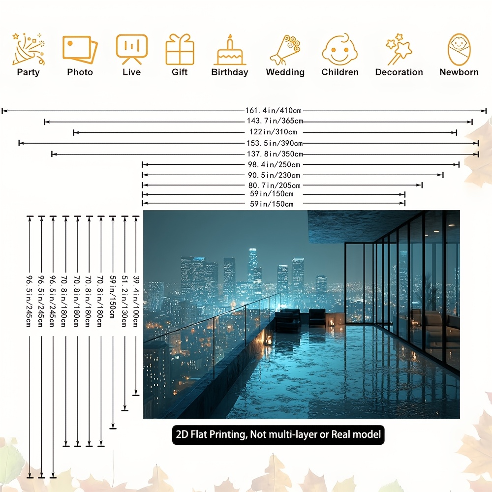 Modern Urban Cityscape Balcony Photo Backdrop