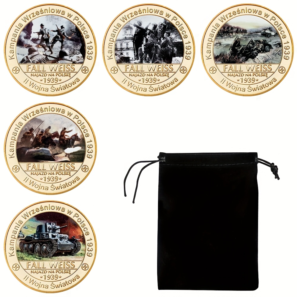   памятных   польской армии     войны, 5 шт. в комбинации с бархатным мешочком для любителей коллекционирования памятных предметов подробные сведения 0