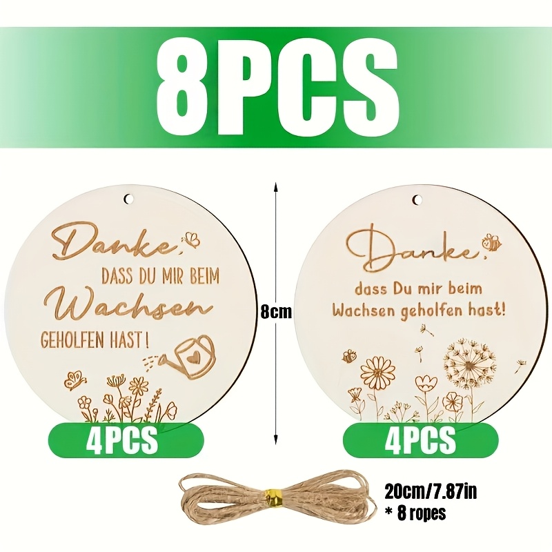 TEMU Pack Of 8/16pcs Wooden Pendants "thank You For Helping Me Grow" - For Decorating Flower Pots, Gifts For Educators, Teacher Farewell Gifts, Thank